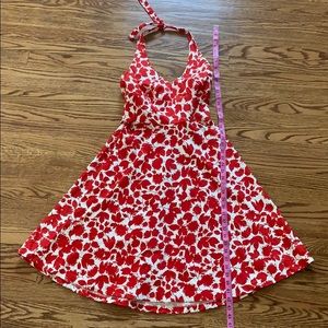 Red and white halter top dress